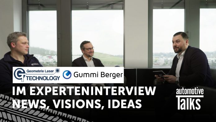 Geschäftsführer Steffen Klein, Geschäftsführer von GL Technology und Peter Lüdorf, Geschäftsführer von Gummiberger und Marius Kaufhold in einem Interview