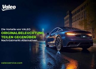Die Vorteile von Valeo-Originalbeleuchtungsteilen gegenüber Nachrüstmarkt-Alternativen fahrendes Auto bei Nacht