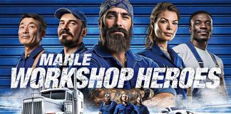 5 Personen im Hintergrund ,, die workshop heroes'' und elemente wie Lkw und Auto